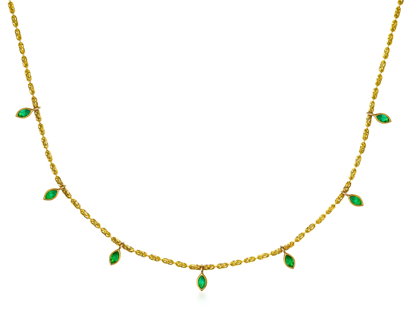 7 Marquise Emerald Drop Necklace Petite