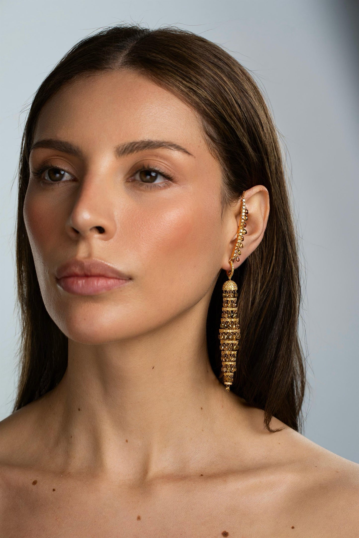 Fancy Color Briolette Ear Chain ( set )