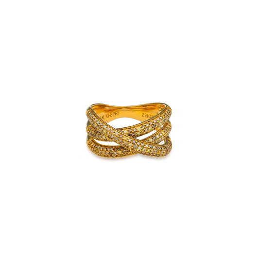 Fancy Color Pave Tri Orbit Ring