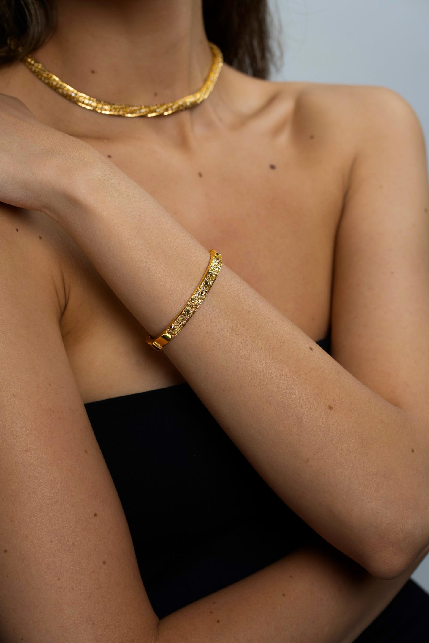 Fancy Color Reverse Diamond Pave Bangle