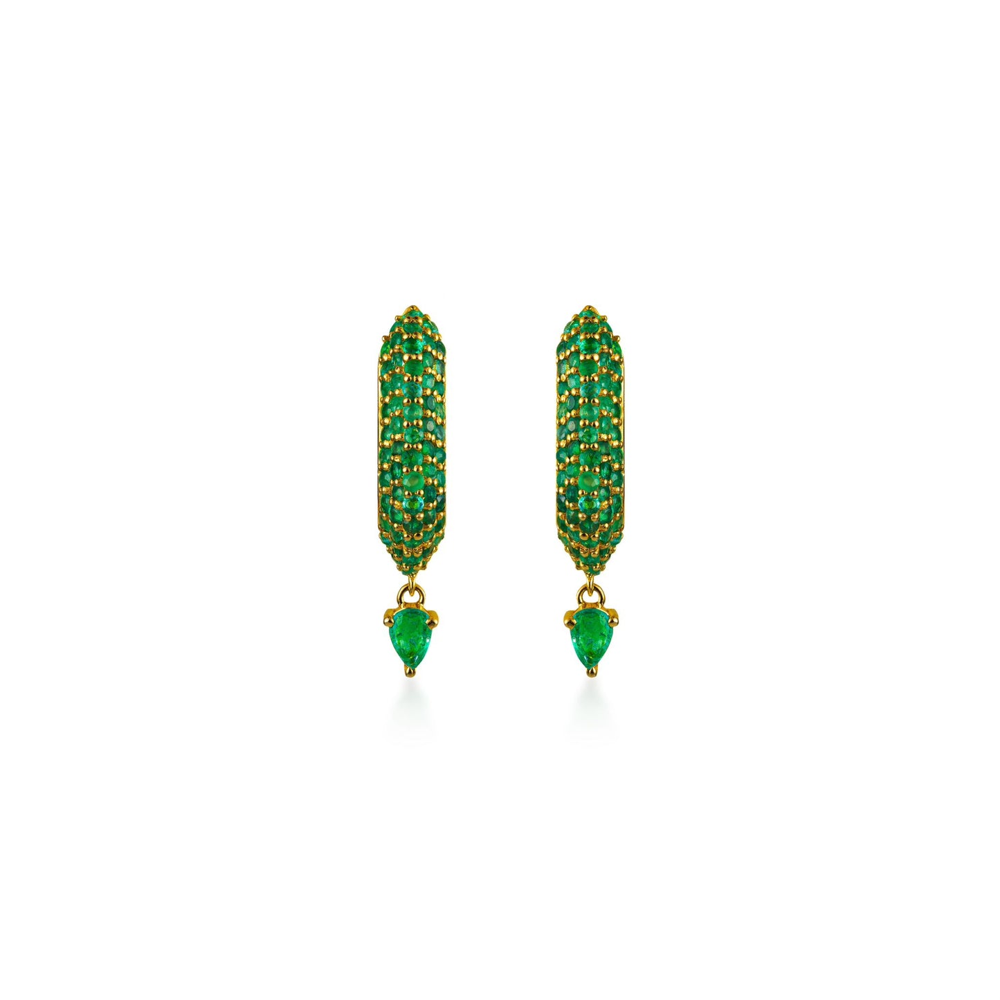 Stardust Emerald Pave Pear Drop Hoops