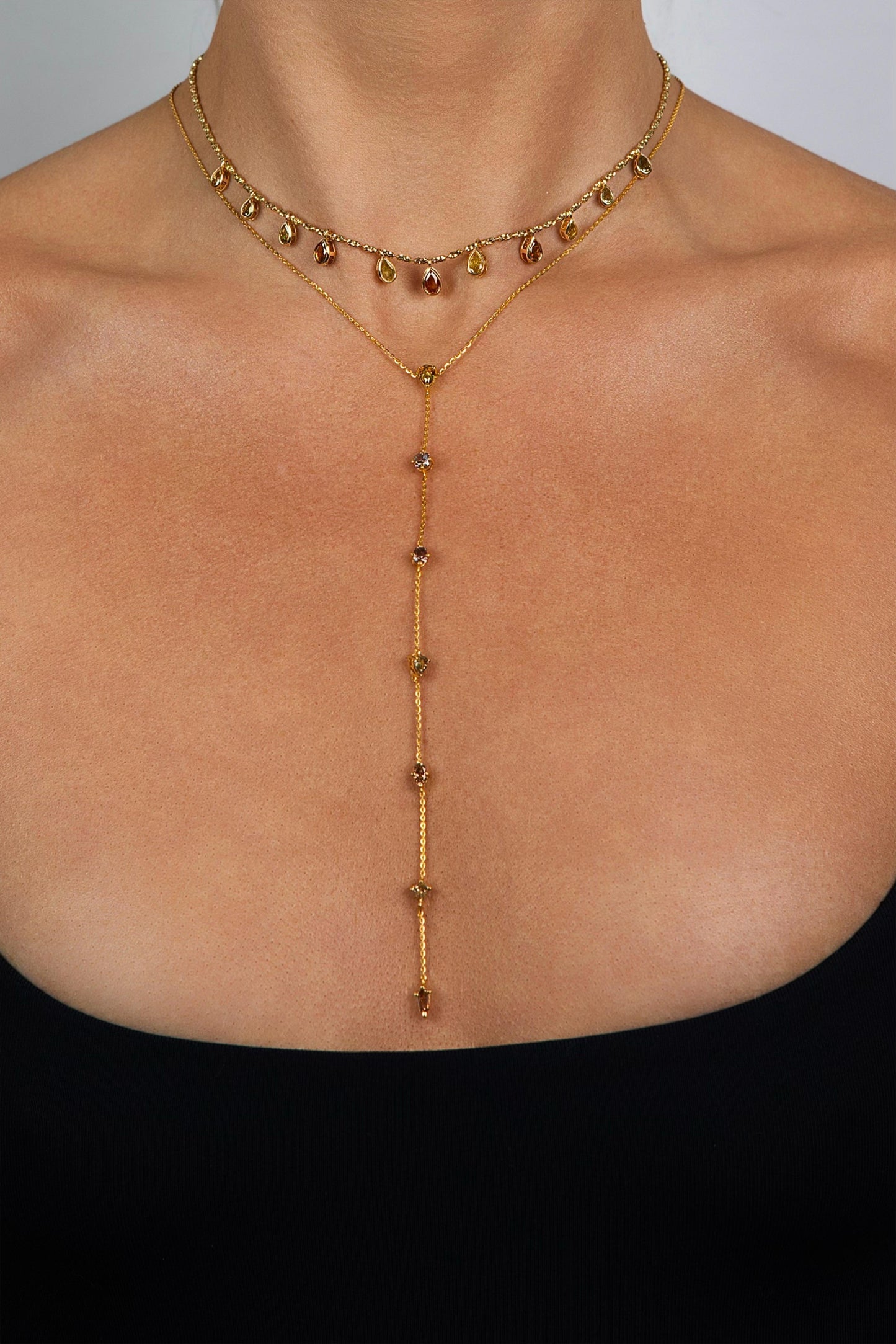 Fancy Color Diamond 11 Pear Drop Necklace