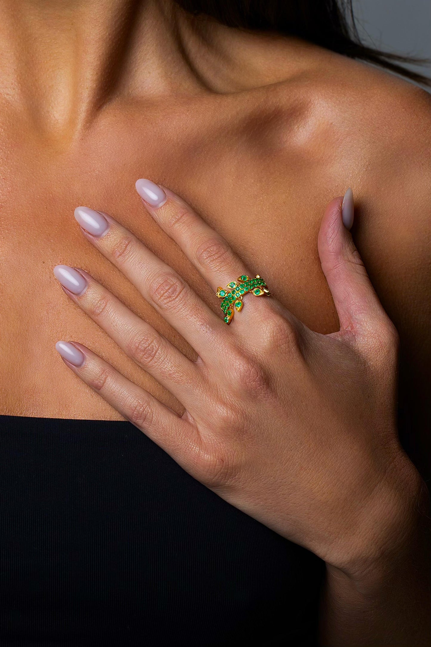 Emerald Reverse Drop Ring