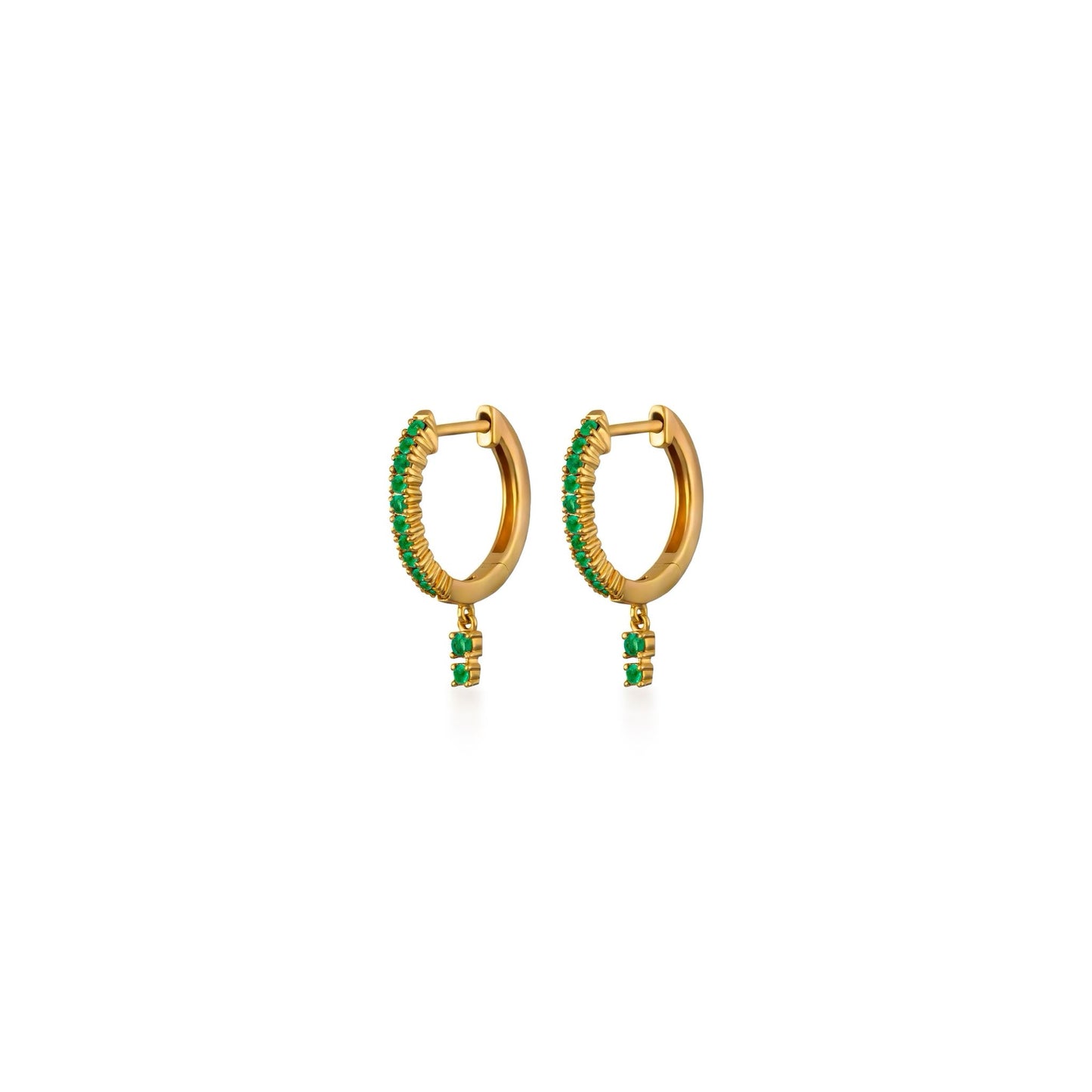 Emerald Petite Double Drip Huggie