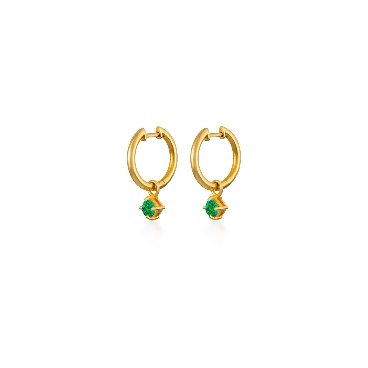 Petite Emerald Heart Cut Diamond Huggies