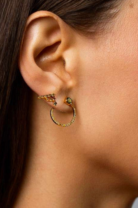 Fancy Color Pear And Cushion Cut Pave Eclipse Earrings
