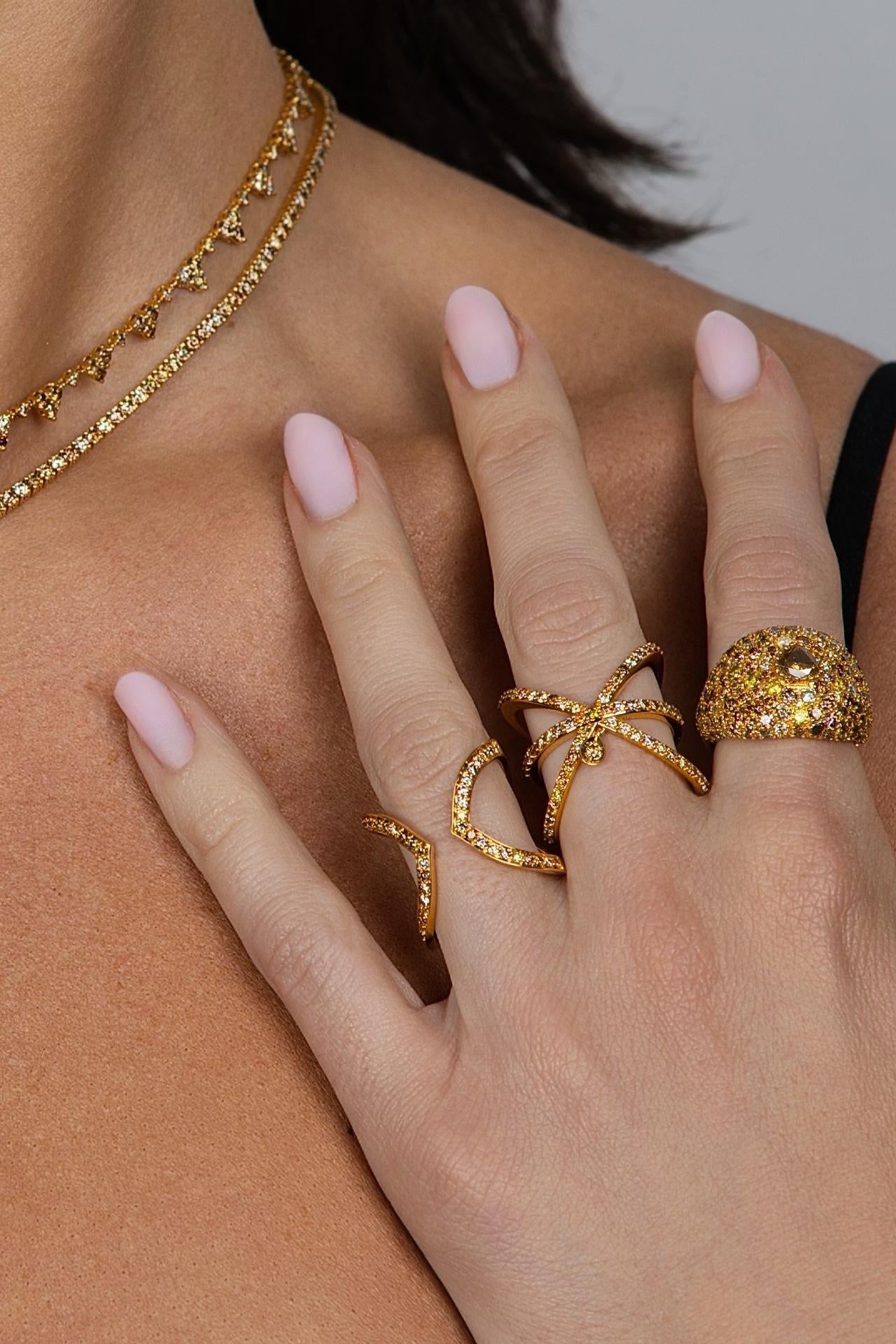 Fancy Color Orbit Diamond Drop Ring