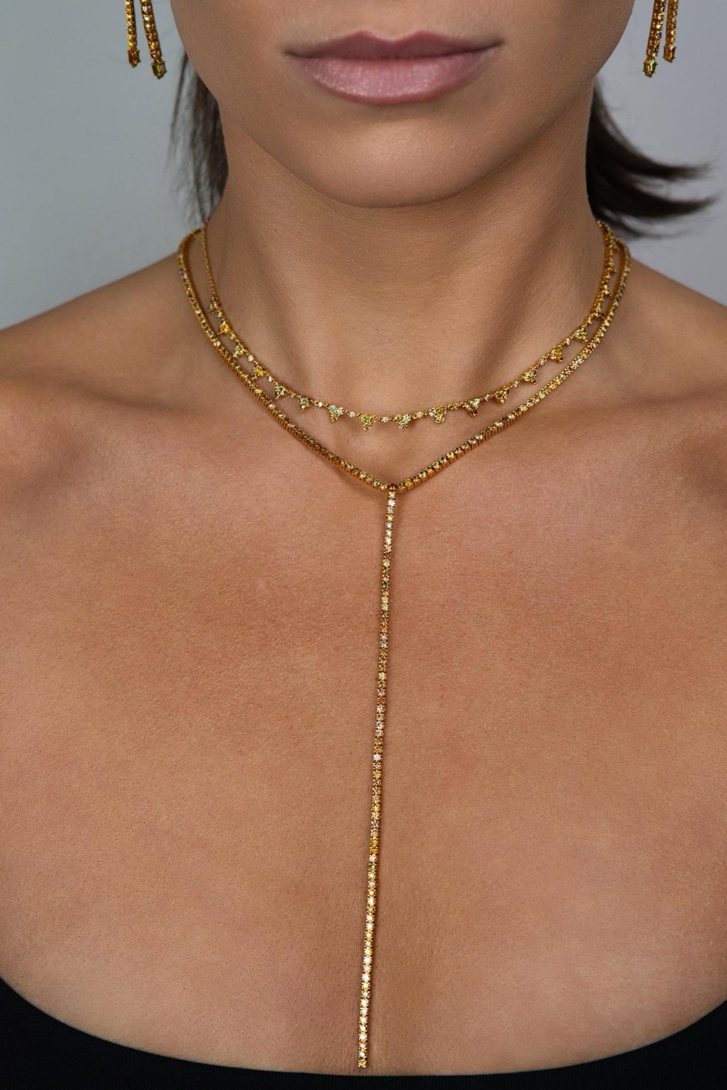 Fancy Color Diamond Tennis Lariat Necklace