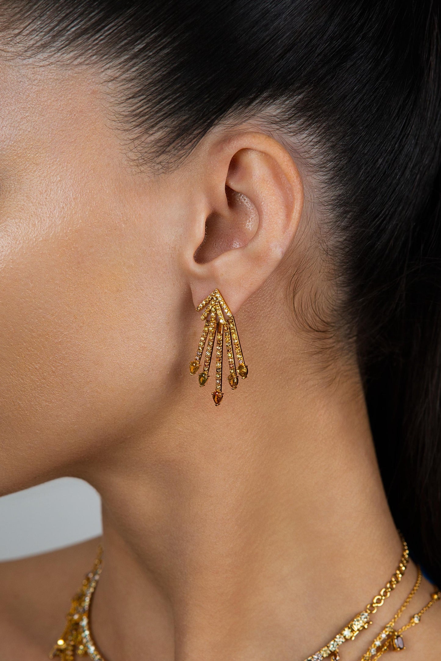 Fancy Color Diamond Starburst Ear Jacket & Earrings