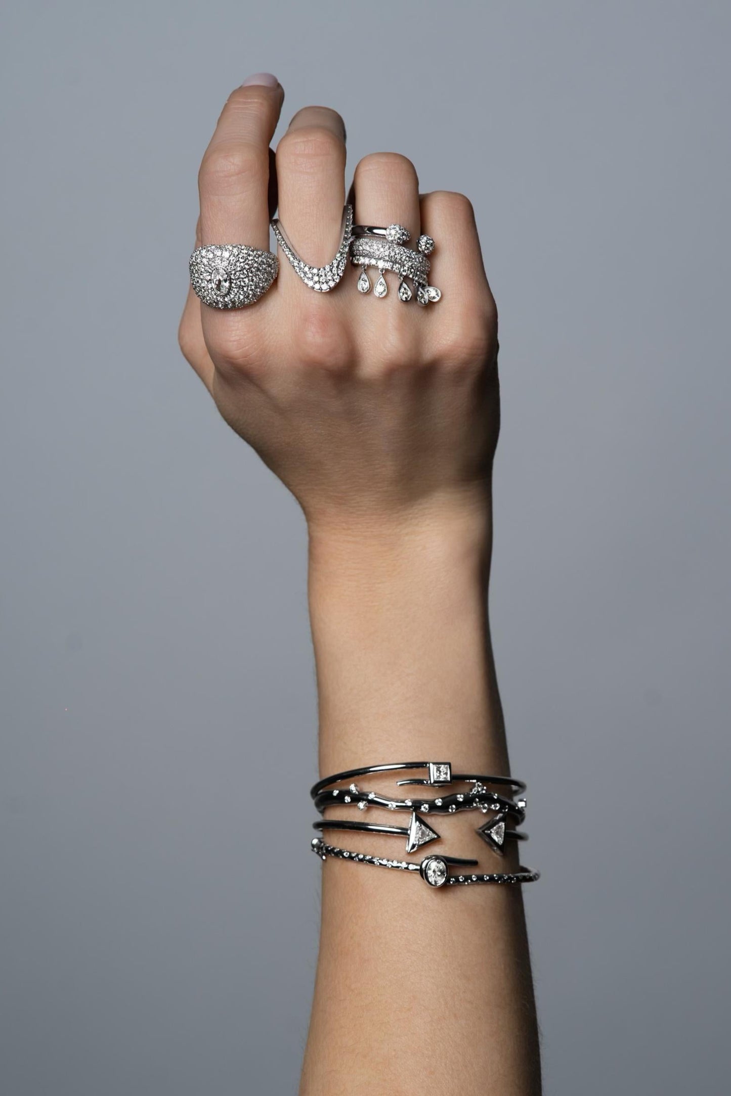 The JJ Knot Oval Diamond Pave Bangle