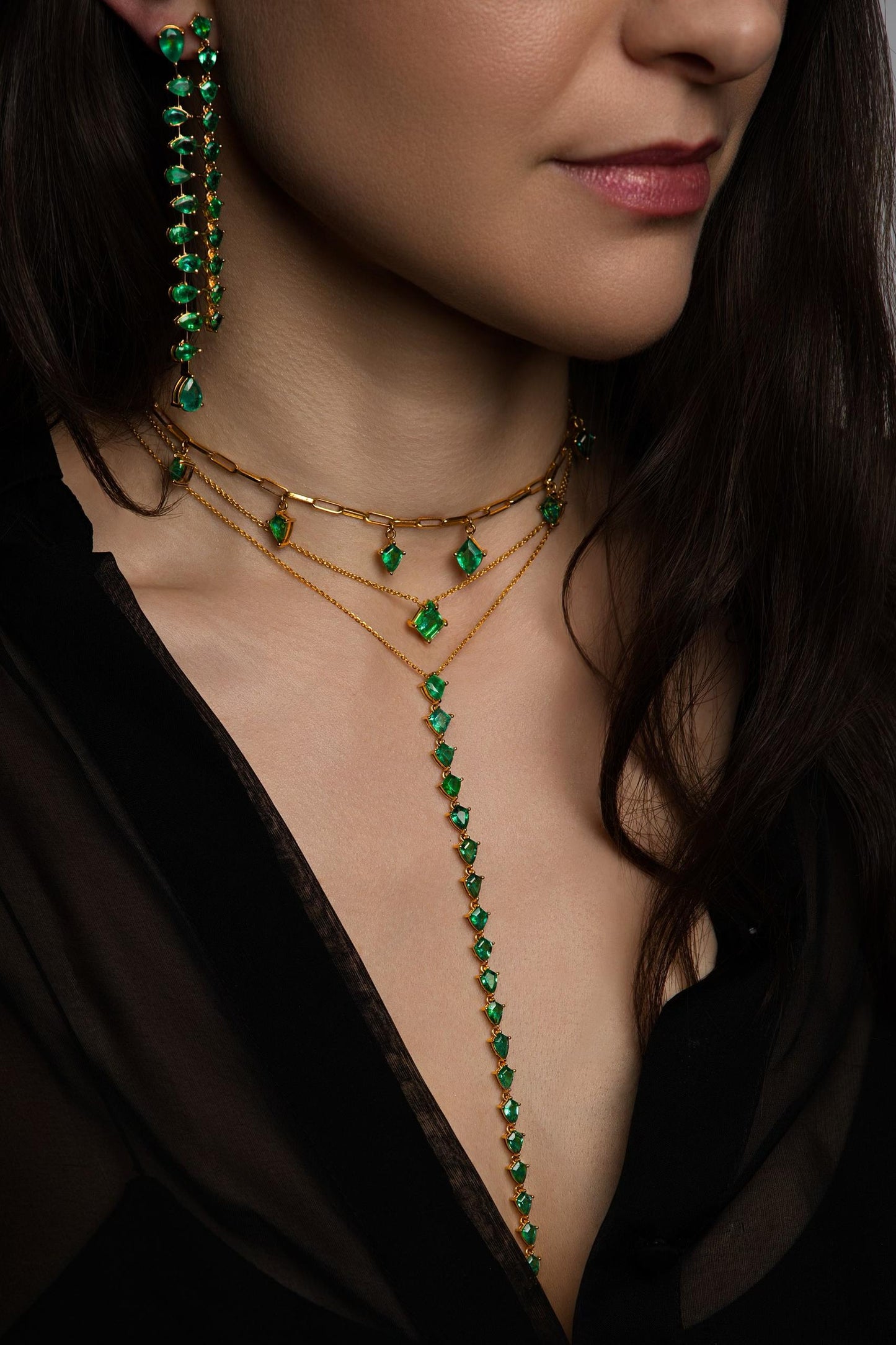Dancing Emerald Kite Drop Necklace Small