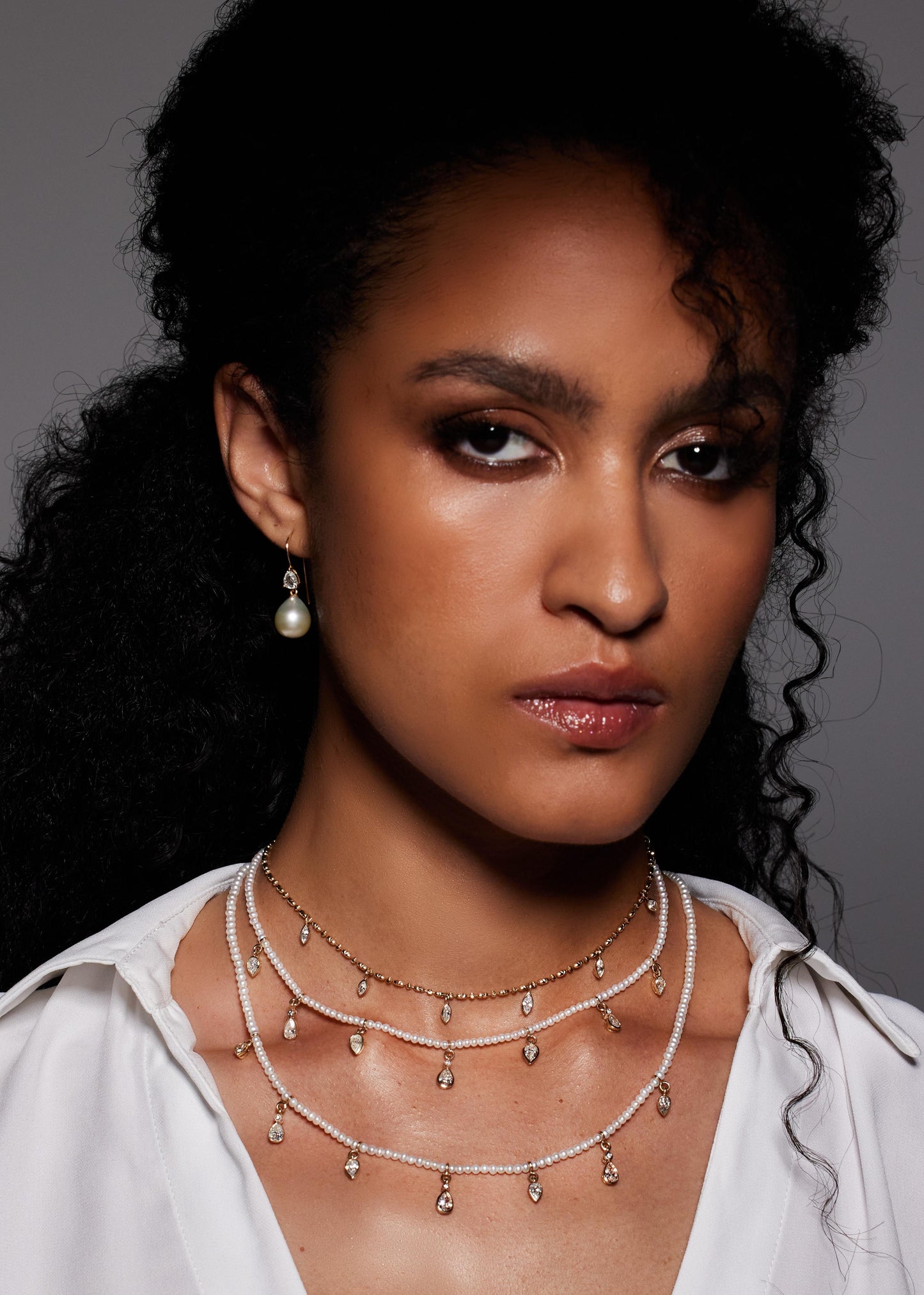 Diamond & South Sea Pearl Drop Earrings