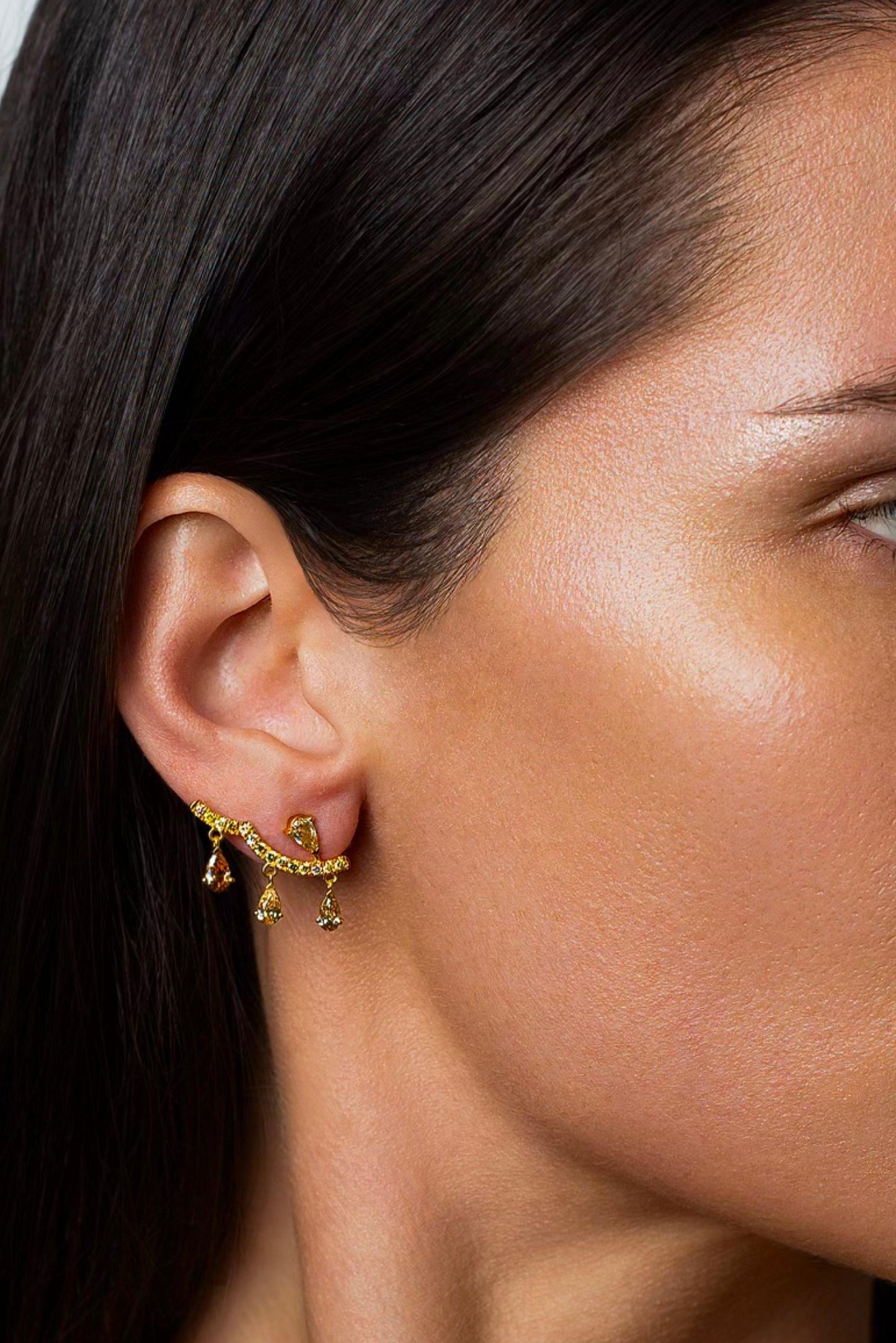 Fancy Color Dancing Drop Diamond Ear Climbers
