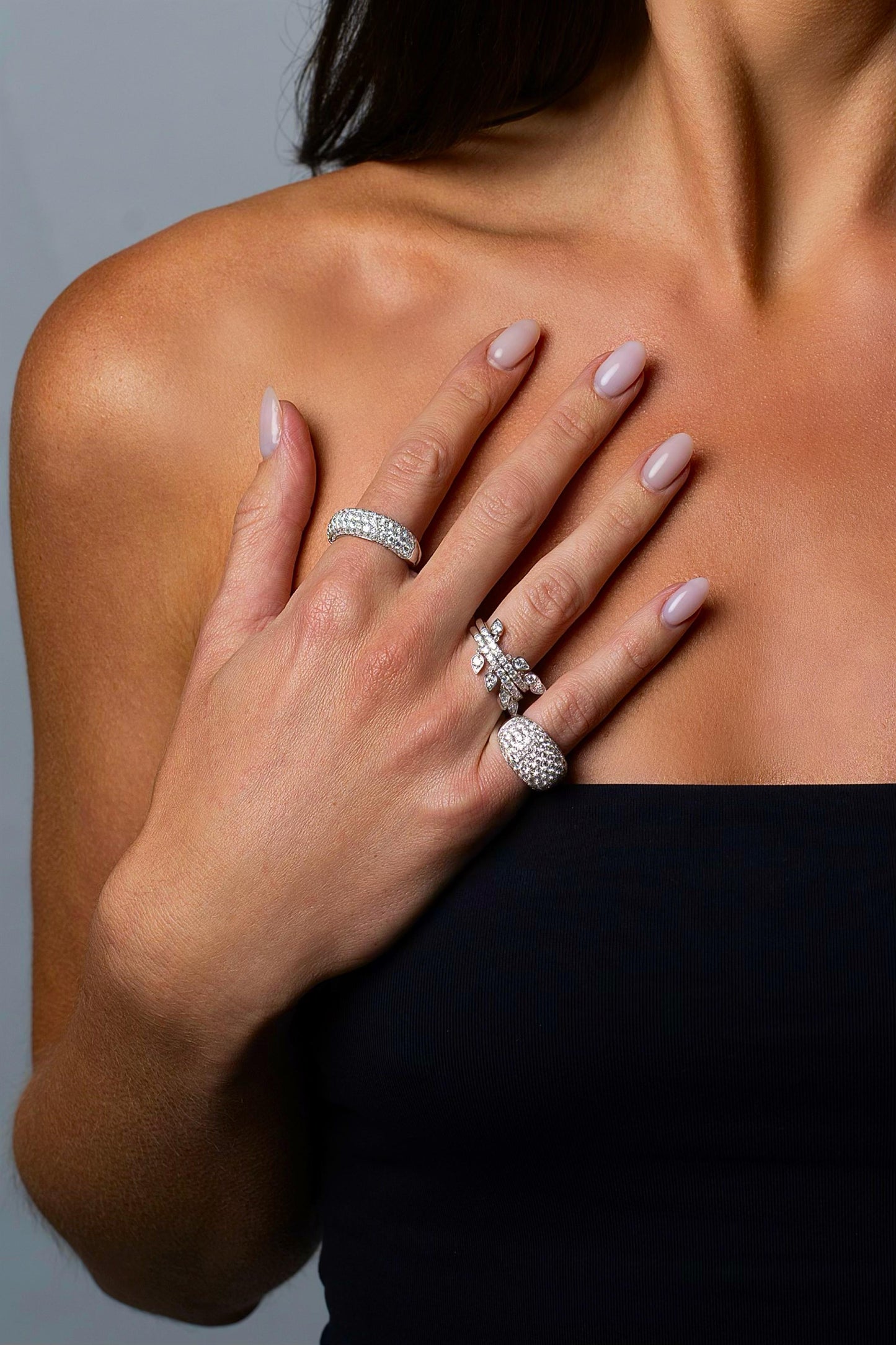 Diamond 5 Row Band Ring Large