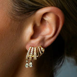 Diamond Pave Cage Pear Drops Earrings