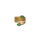 Two Headed Serpentine Emerald Ring