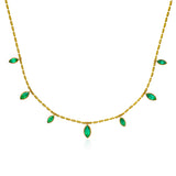 Seven Marquise Emerald Drop Necklace