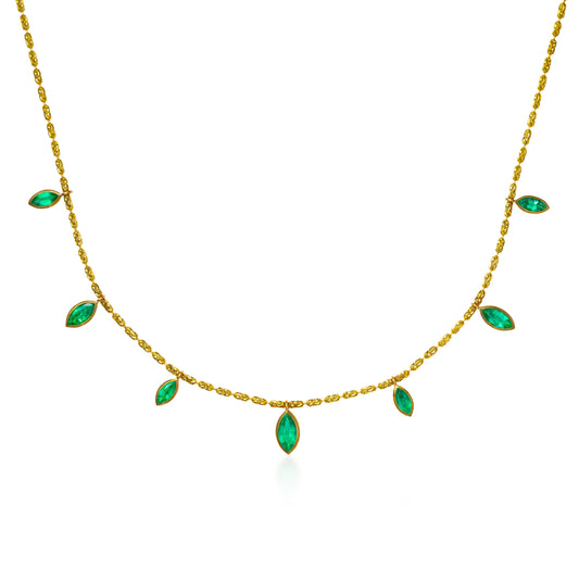 7 Marquise Emerald Drop Necklace