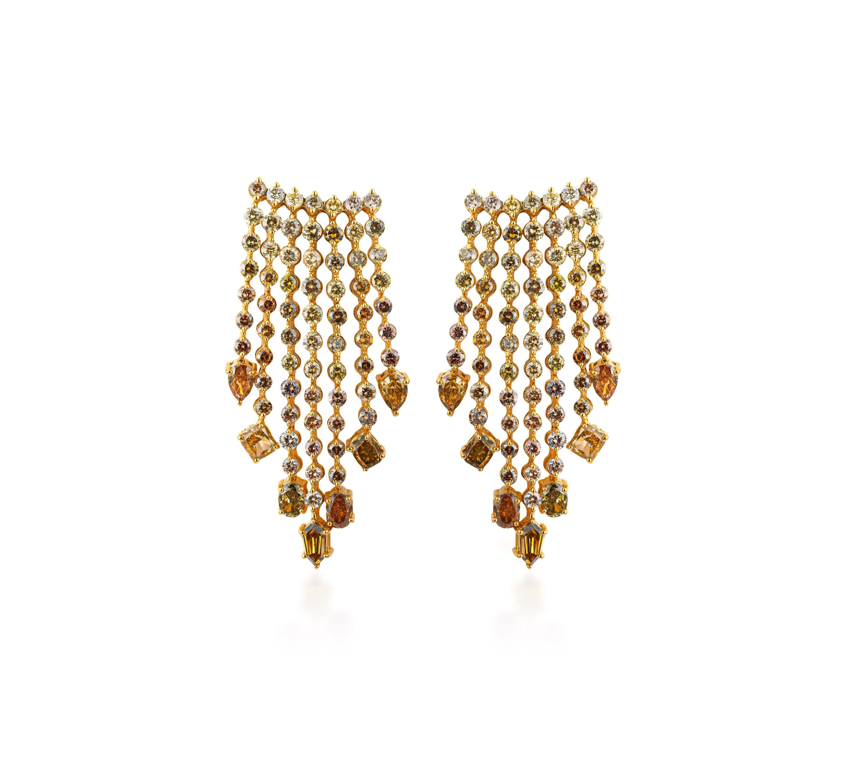 Fancy Color Fringe Diamond Earrings