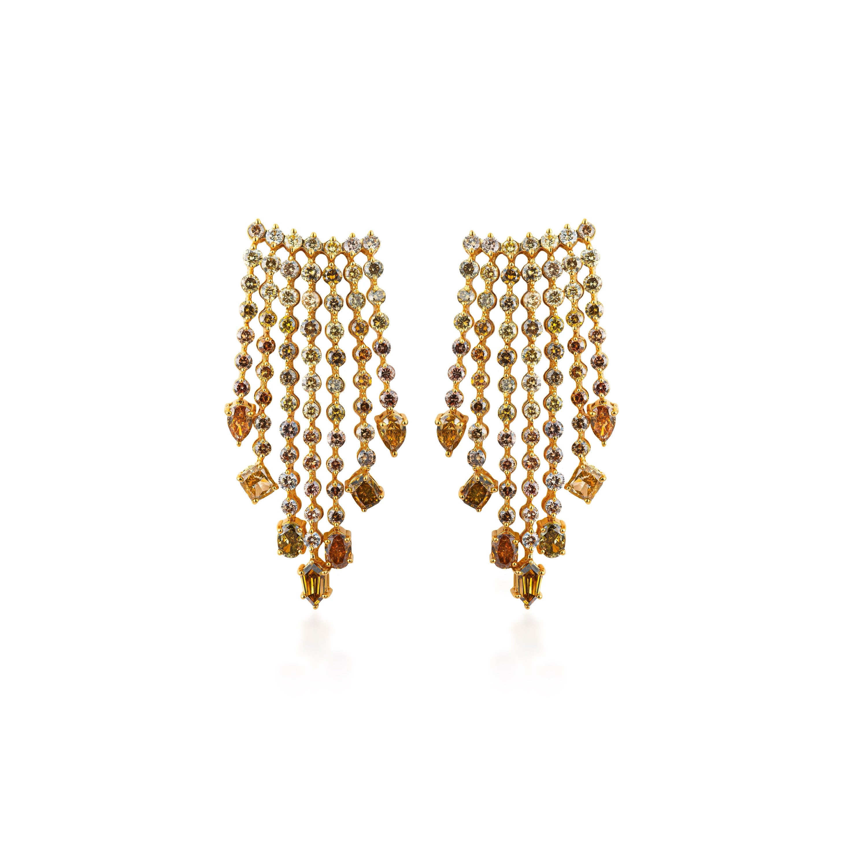 Fancy Color Fringe Diamond Earrings