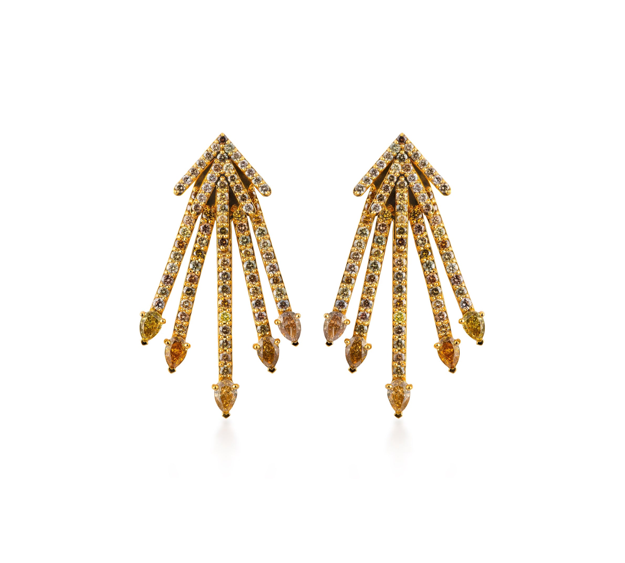 Fancy Color Diamond Starburst Ear Jacket & Earrings