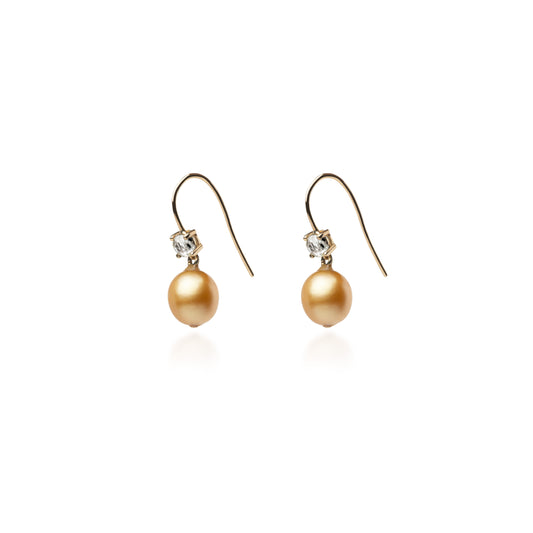 Diamond & South Sea Pearl Drop Earrings