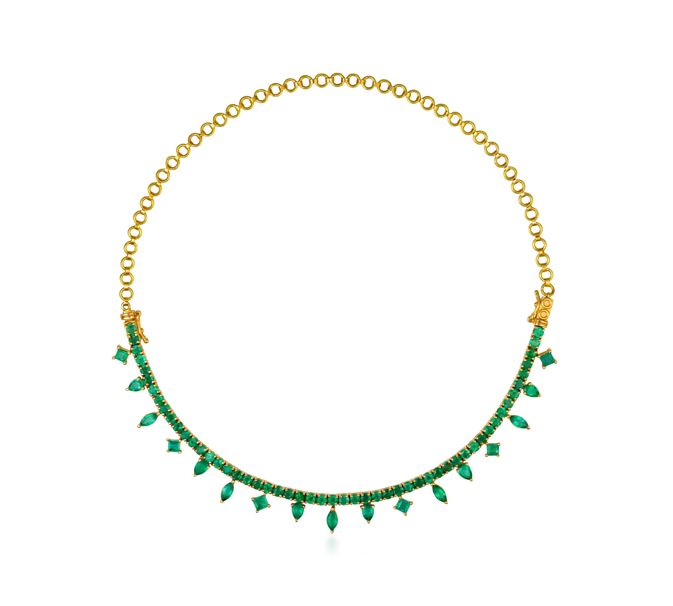 Multi Fancy Shade Emerald Drop 2-1 Bracelet and Necklace 