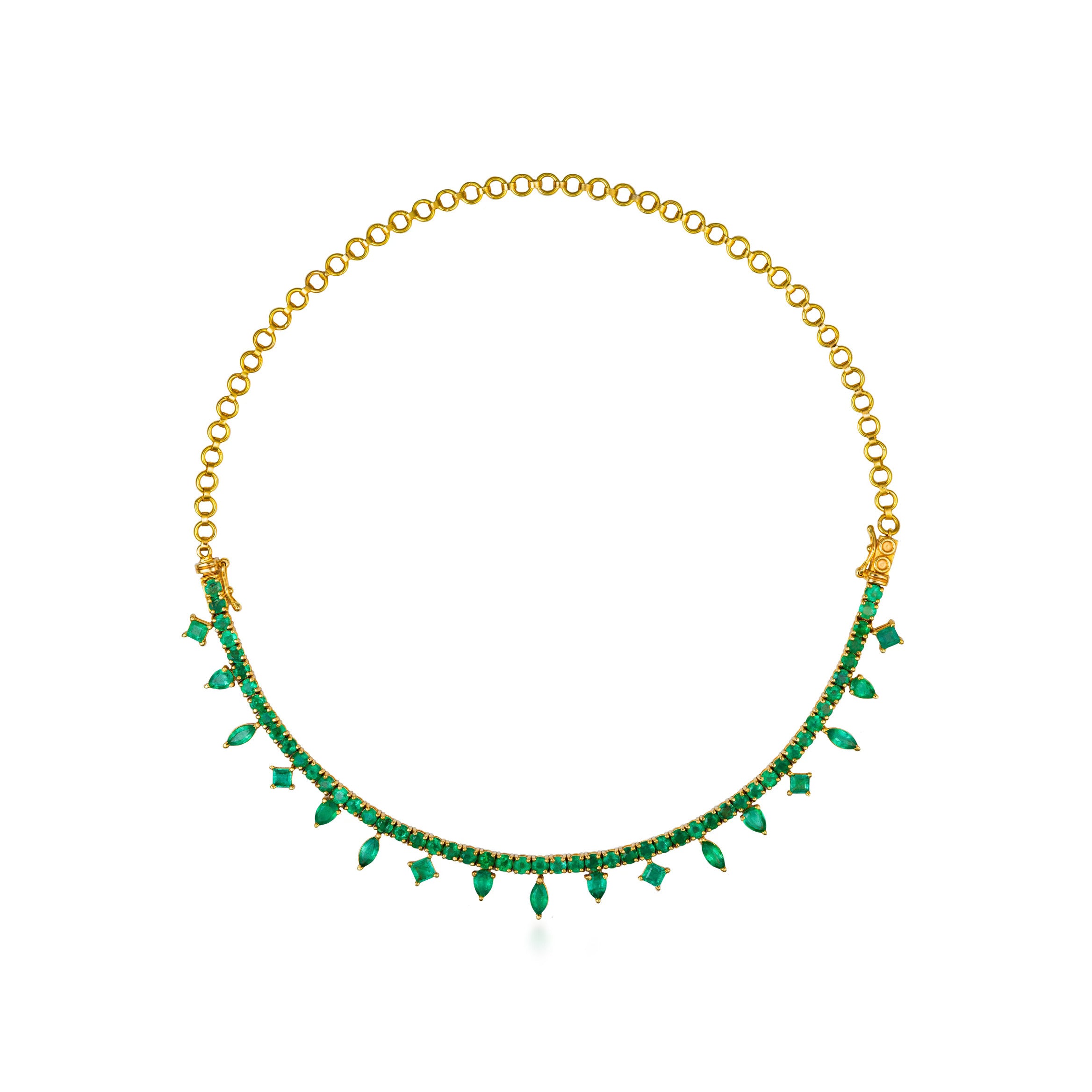 Multi Fancy Shade Emerald Drop 2-1 Bracelet and Necklace 
