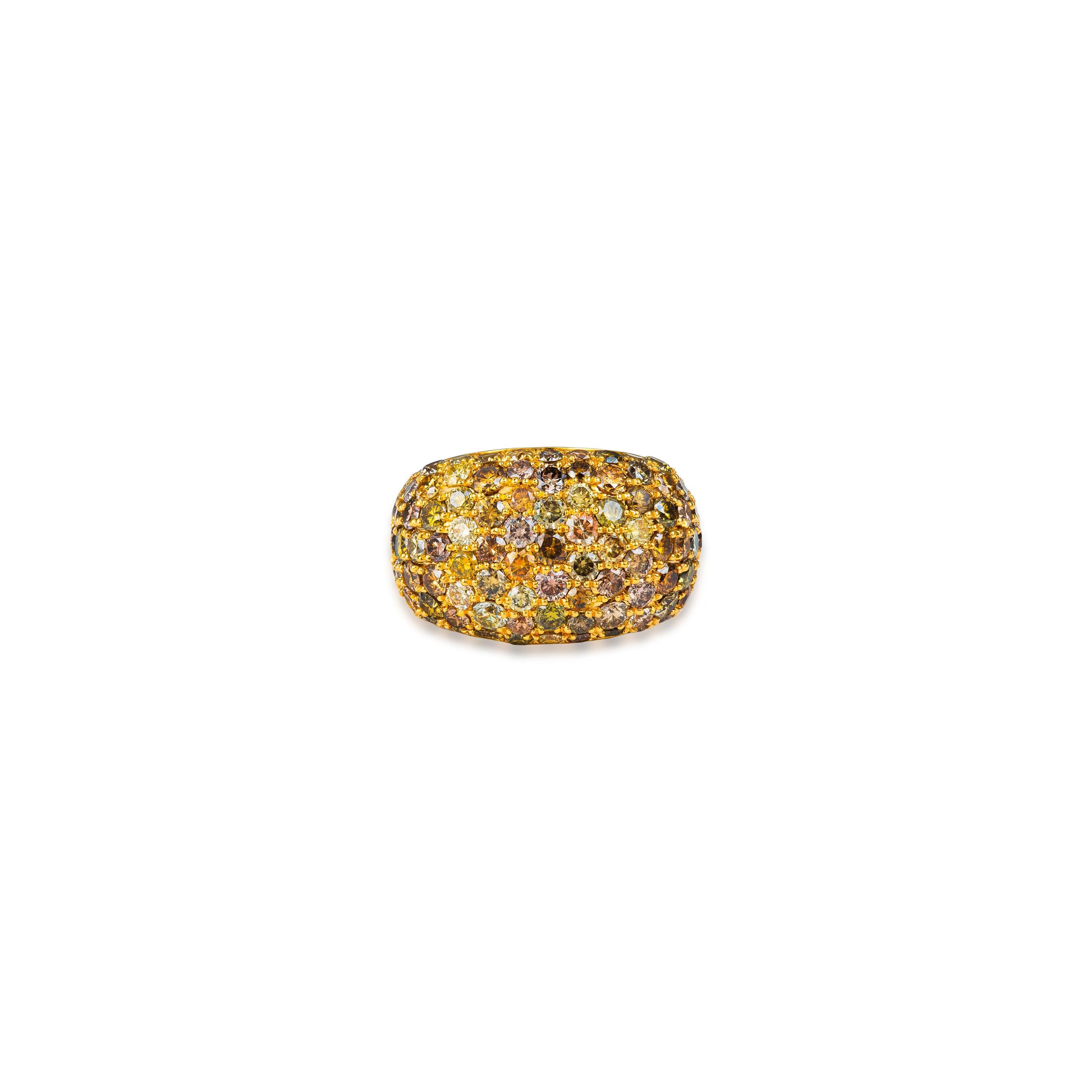 Fancy Color Diamond 6 Row Pinky Ring