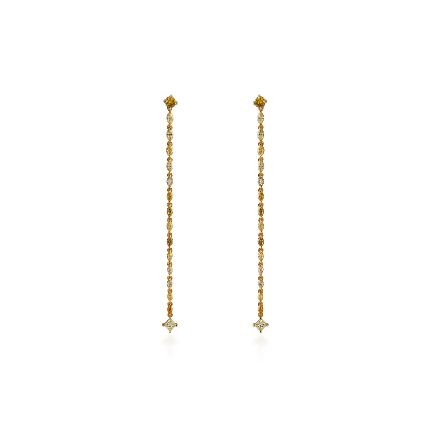 Dancing Linear Fancy Color Princess Diamond Drop Earrings