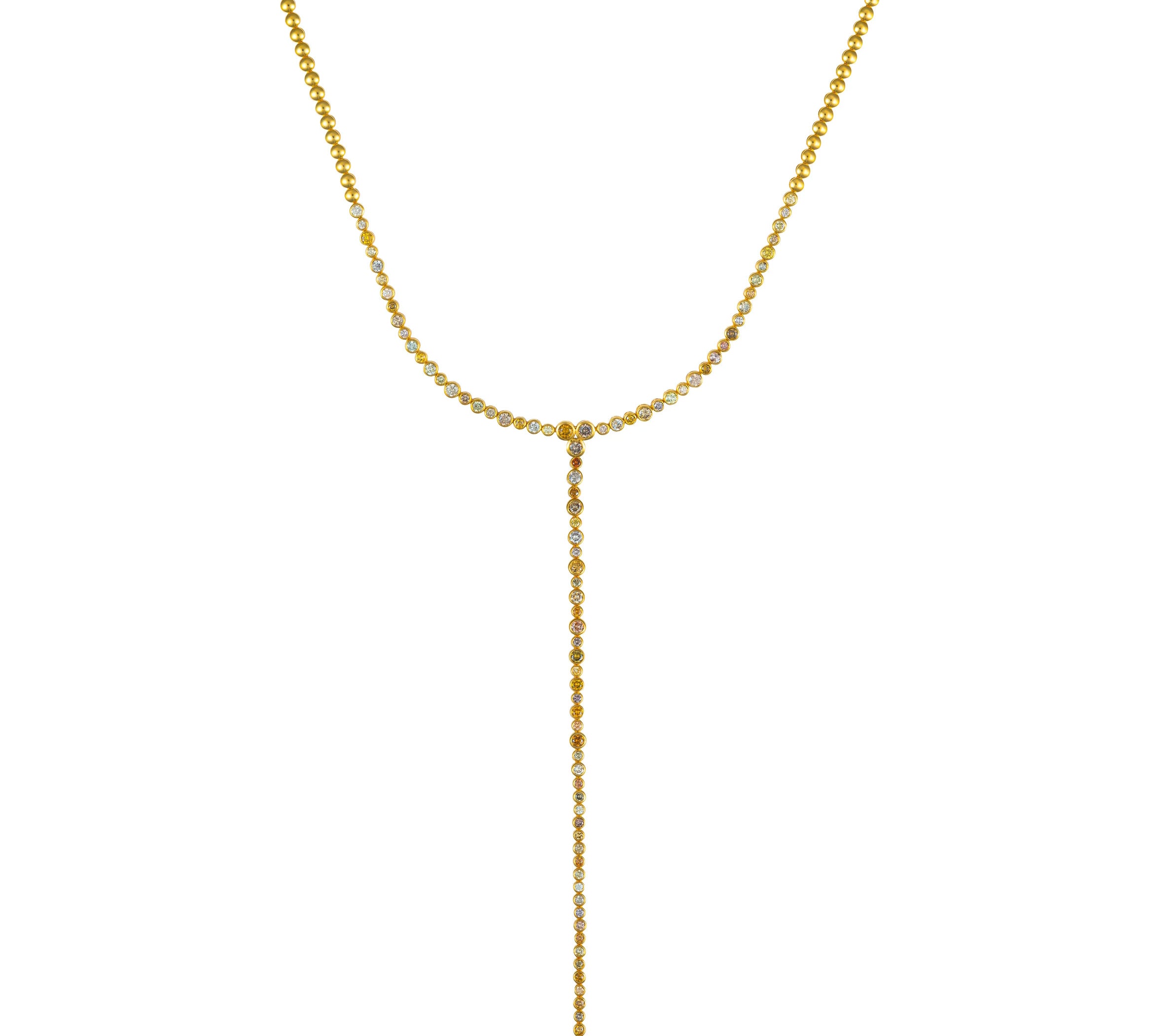 Fancy Color Diamond Bezel Lariat 