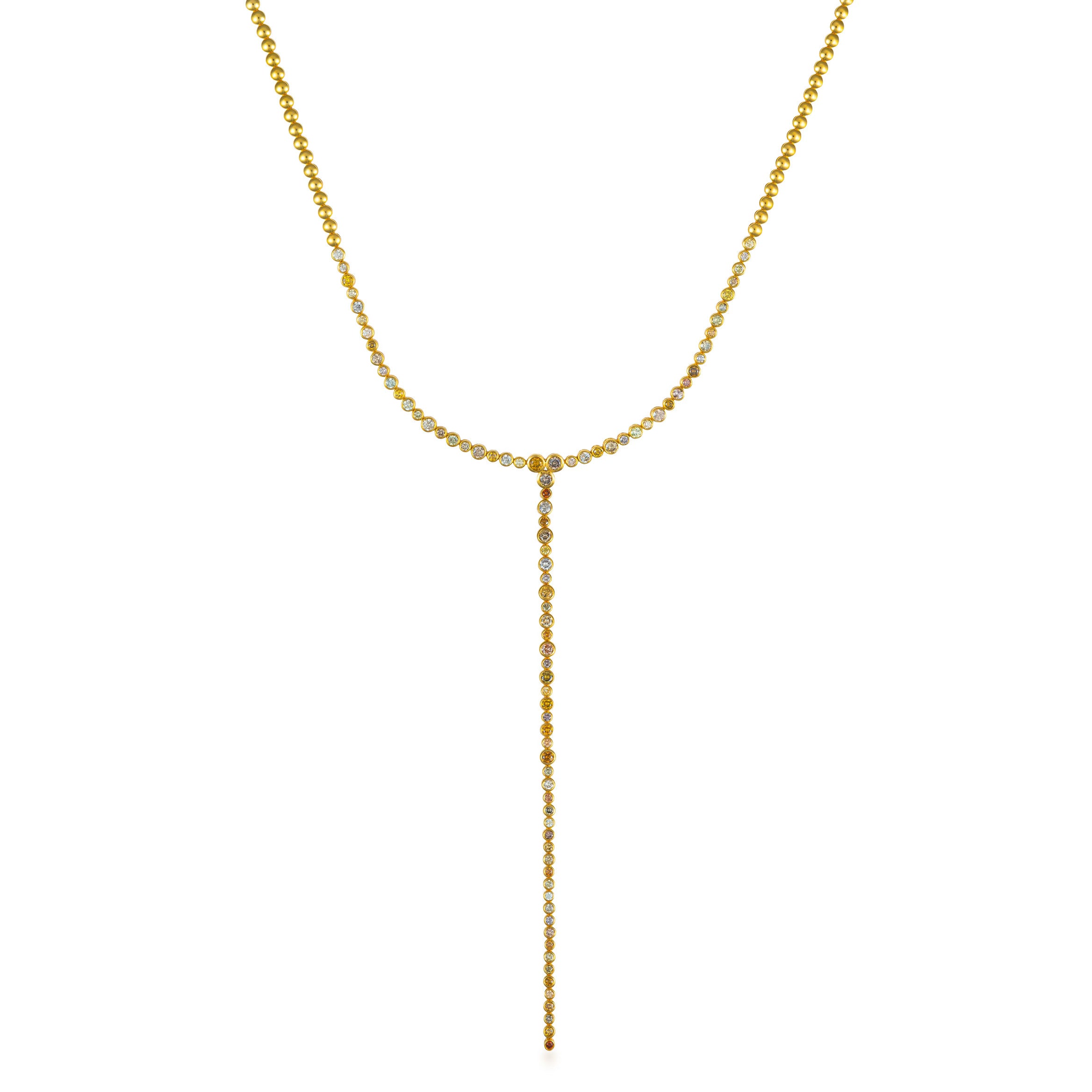 Fancy Color Diamond Bezel Lariat 
