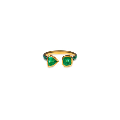 Emerald Fancy Shape Bezel Gap Ring