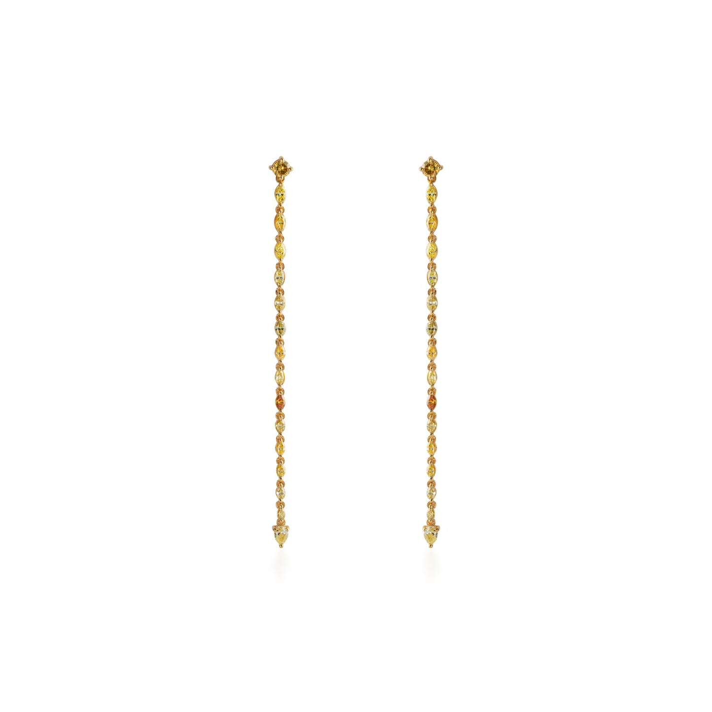 Dancing Linear Fancy Color Pear Diamond Drop Earrings