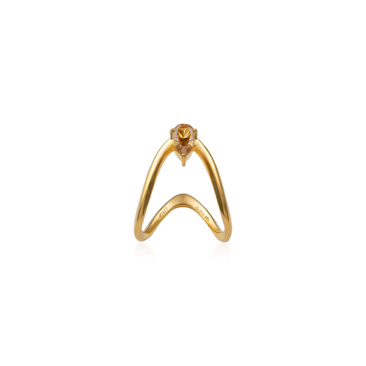 Orange Brown Pear Diamond Vanki Ring