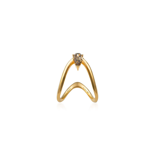 Fancy Color Step Cut Pear Diamond Vanki Ring