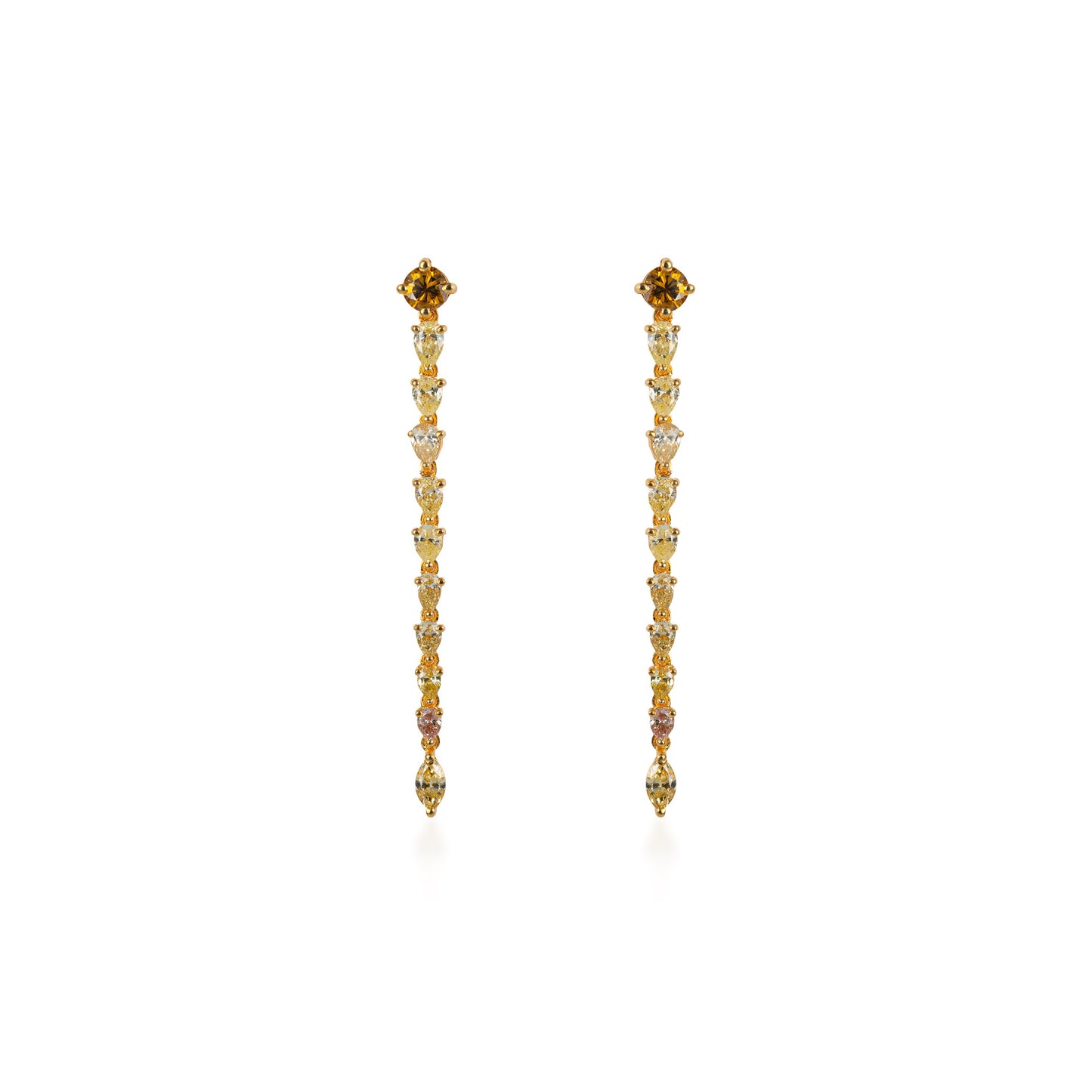 Dancing Linear Fancy Color Pear Diamond Drop Earrings