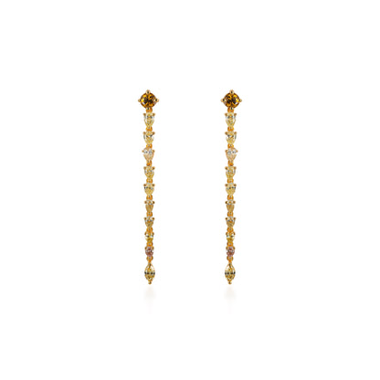 Dancing Linear Fancy Color Pear Diamond Drop Earrings