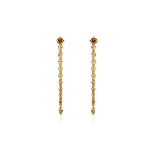 Dancing Linear Fancy Color Pear Diamond Drop Earrings