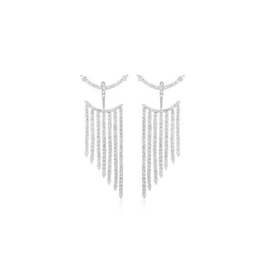 Graduated Diamond Fringe Earrings with curved pavé-set bar