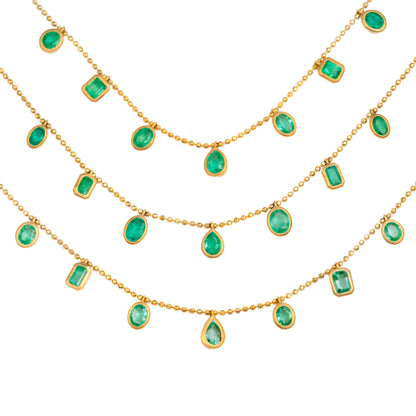 7 Fancy Shape Emerald Drop Necklace