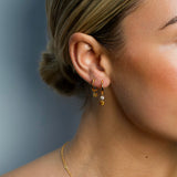 Huggies with Fancy Color Double Diamond Drill