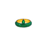 Rhodium-Plated Emerald Pear Floating Cleopatra Ring