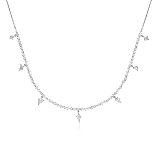 7 Multi Shapes Diamond Drop Necklace
