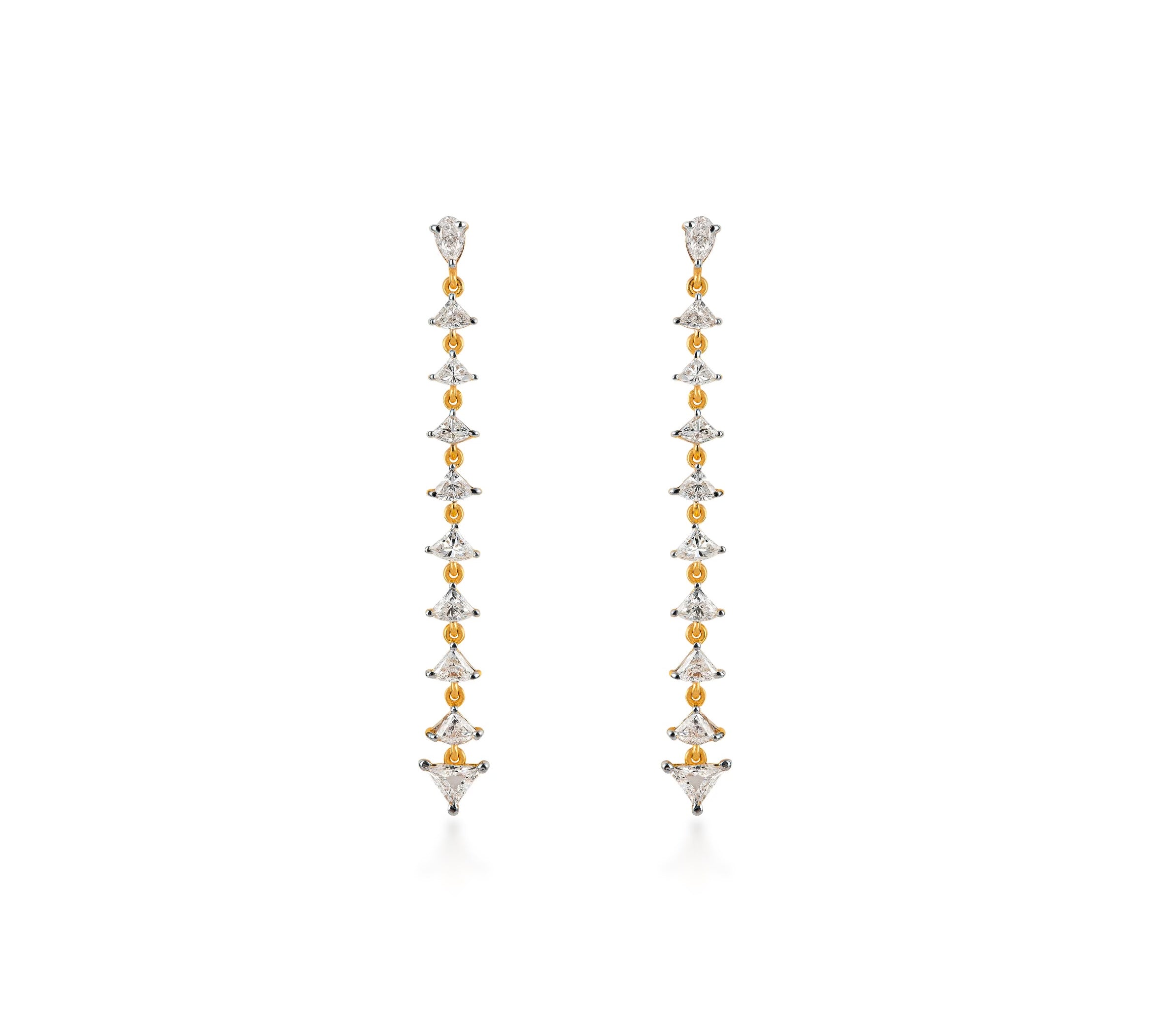 Dancing Linear Kite & Trillion Diamond Drop Earrings