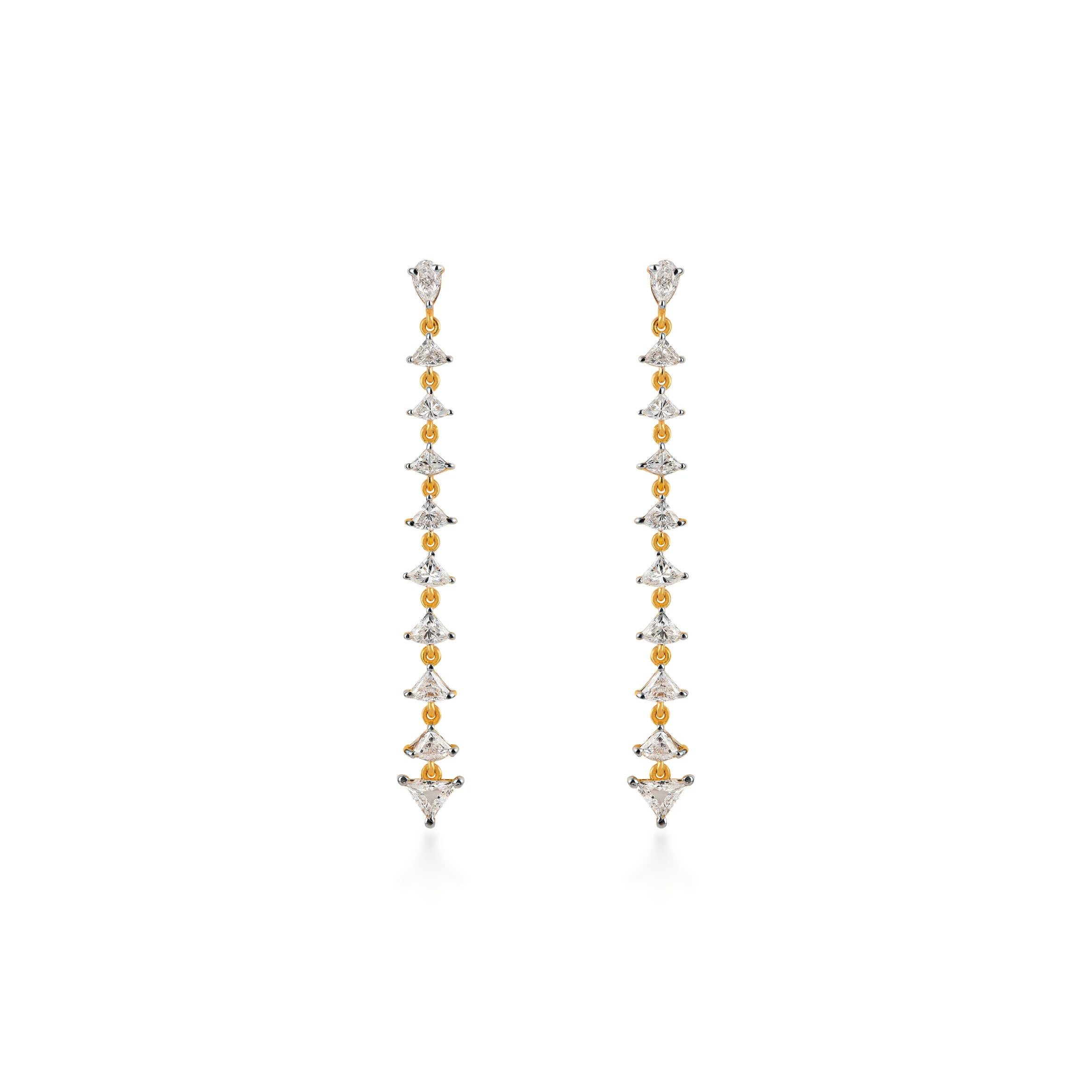 Dancing Linear Kite & Trillion Diamond Drop Earrings