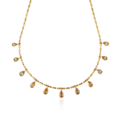 Fancy Color Diamond 11 Pear Drop Necklace