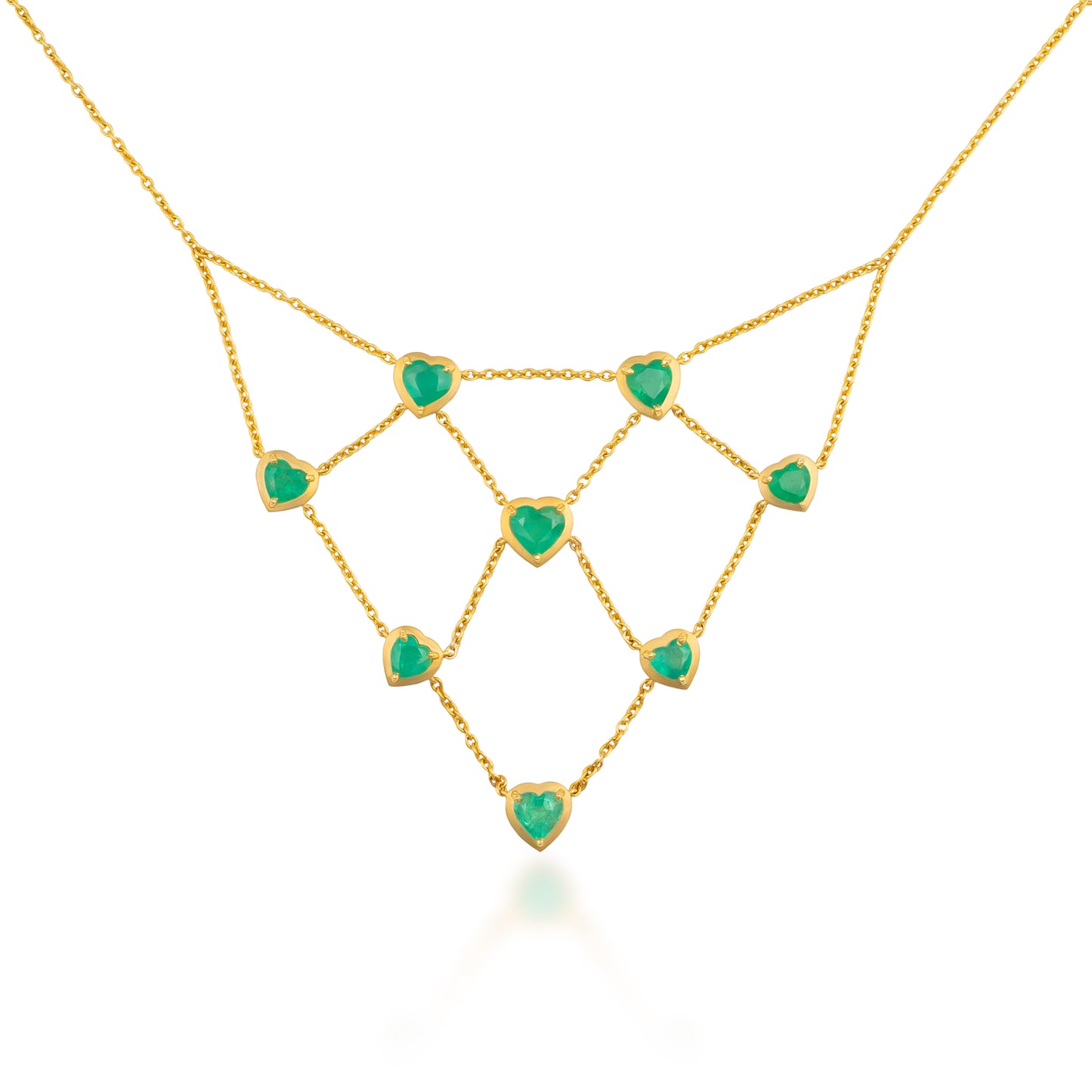 Ishtar Heart Emerald Bib Necklace