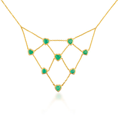 Ishtar Heart Emerald Bib Necklace