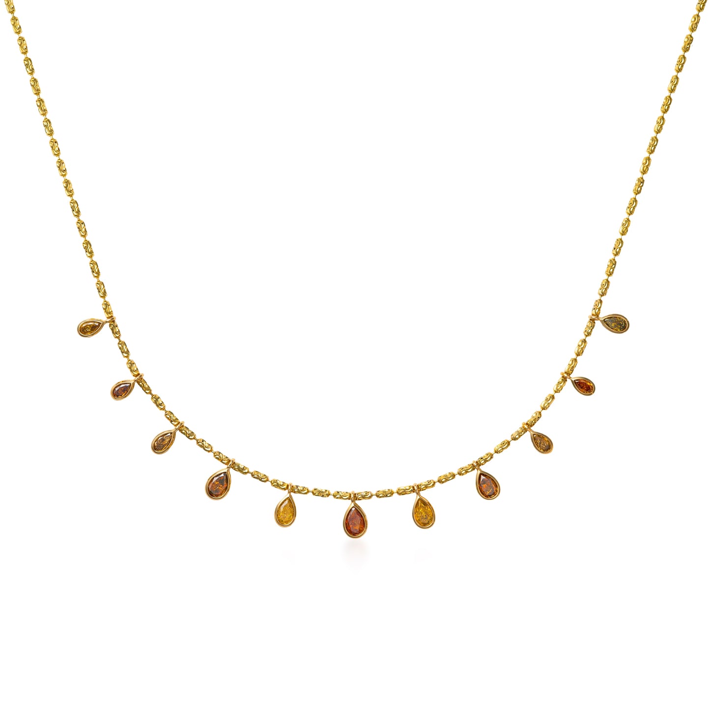Fancy Color Diamond 11 Pear Drop Necklace